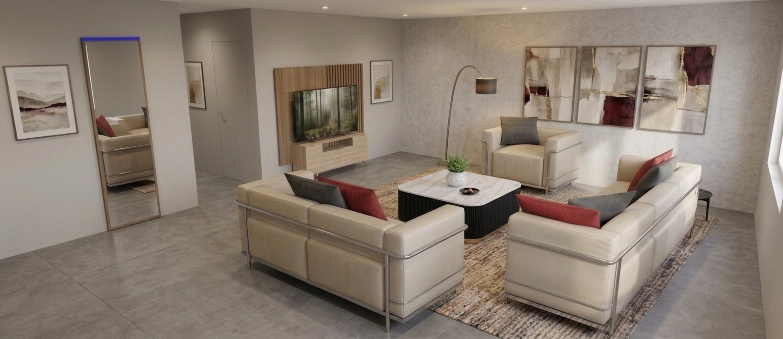 Sala completamente amueblada por Mueblería Baja
